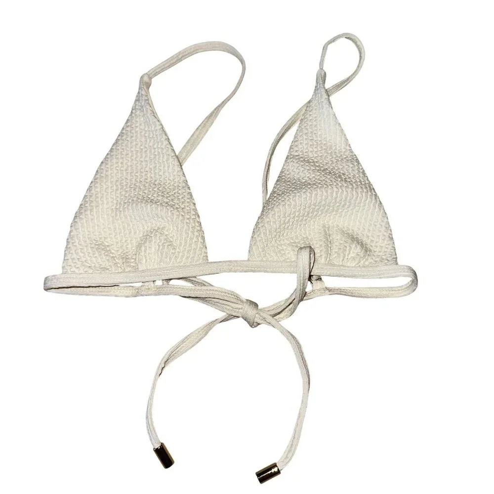 NWOT MONDAY Swimwear Barbados Ivory Crinkle Bikini Top Women's Petite P